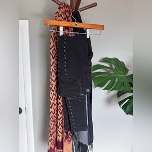 American Eagle Outfitters Black Lace-Up Skinny Jeans